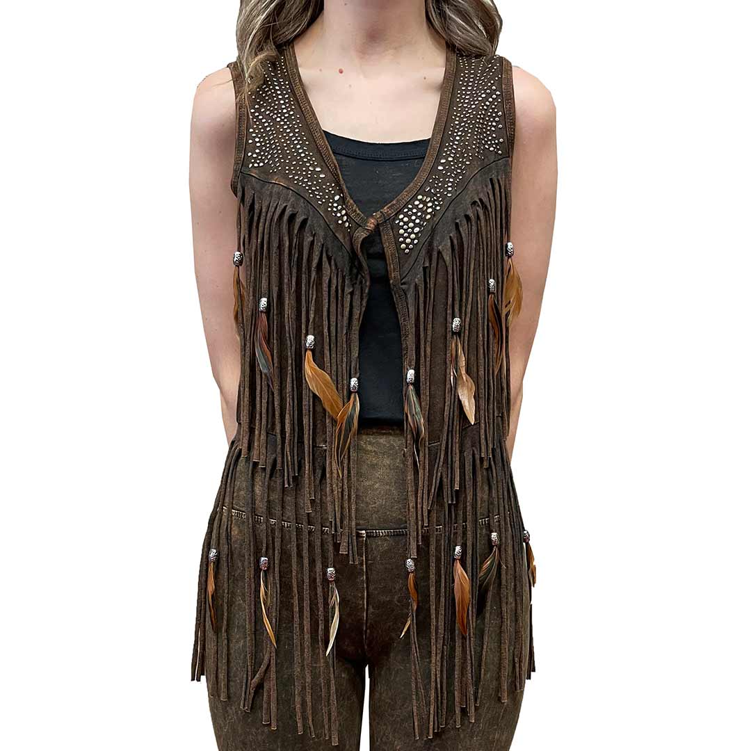 Pat Dahnke Women's Distressed Feather Short Vest - Image 3