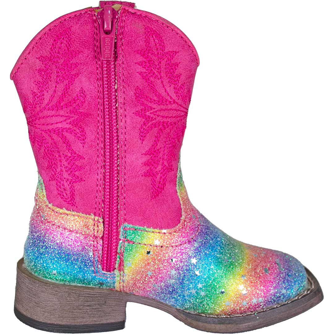 Roper Toddler Girls' Rainbow Glitter Cowgirl Boots - Image 3